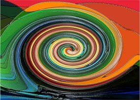 Absztrakt kép - színes spirál (üvegen) (70x50 cm)