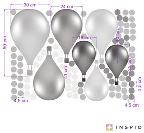 INSPIO Falmatrica gyerekszobába - Szürke hőlégballonok