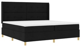 Boxrugós ágy matracmal Fekete 200 x 200 cm szövet