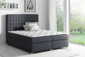 Evio kontinentális ágy, fekete, 200 + ingyenes topper