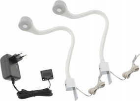 LED-es éjjeli lámpa hálószoba ágyhoz hajlékony fehér csavarozható 2x Flexi R Usb