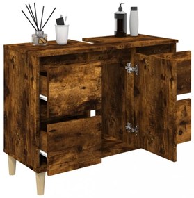 füstös tölgy színű szerelt fa mosdószekrény 80 x 33 x 60 cm
