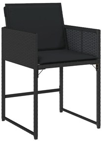 5 darabos kerti étkező szett párnákkal Fekete Poly Rattan