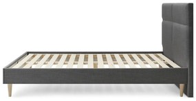 Fekete kárpitozott franciaágy ágyráccsal 180x200 cm Elyna – Bobochic Paris