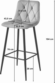 AKCIÓ sötétzöld bárszék NADO VELVET fekete lábakkal II. osztály