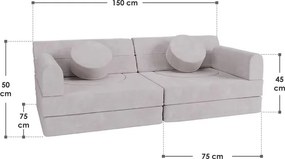 Juskys Gyerek kanapé Kayo 150x75x50 cm - bézs
