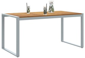 Kültéri Étkezőasztal Szürke 160x80x75 cm Acél és Tömör Akácfa
