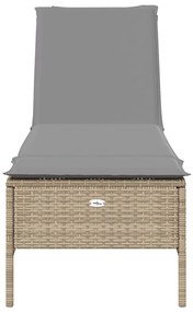 Bézs polyrattan napozóágy párnával