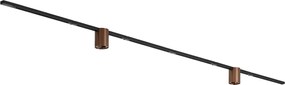 Modern fekete sínrendszer 2 sötét bronz spotlámpával, 1 fázisú - Iconic Rondoo Up