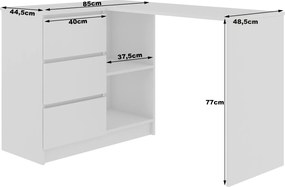 Sarok PC asztal Bodhi (fehér + fényes fekete) (B). Akció -17%. 1068938