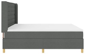 Boxspring Ágy Matrac Bőrhatás Szürke 200x200 cm