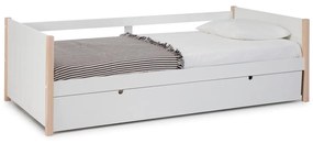 Fehér-natúr színű borovi fenyő gyerekágy kihúzható pótággyal 90x190 cm Kiara – Marckeric