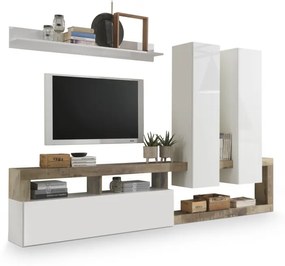 Hamburg TV állvány fehér, pero tölgy 277 cm