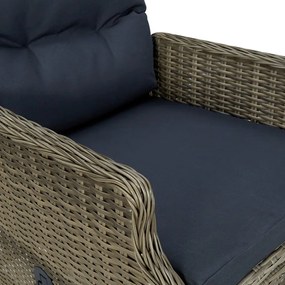 9 részes barna polyrattan kültéri étkezőgarnitúra párnákkal