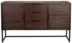 Barna teakfa alacsony komód 135x82 cm Webster – White Label