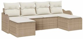 vidaXL Kerti Kanapé Szett párnával 6 pcs Bézs Poli rattan