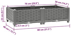 vidaXL polipropilén magaságyás 80 x 40 x 23 cm