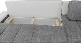 Ülőgarnitúra, műbőr fehér/szövet szürke melír, TONIKS