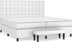 vidaXL fehér műbőr rugós ágy matraccal 200 x 200 cm