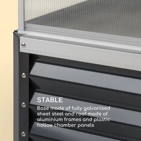 High Grow Advanced, magaságyás tetővel, 120 x 95 x 100 cm, 540 l, acél, antracit