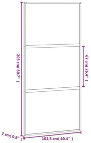 fekete edzett üveg és alumínium tolóajtó 102,5 x 205 cm