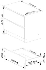 Éjjeliszekrény Kalista  (artisan tölgy + szürke). 1069922