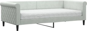 vidaXL világosszürke szövet kanapéágy matraccal 90 x 190 cm