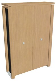 Verno+ S magas szekrény 140 x 46 x 210 cm, világos tölgy / fekete