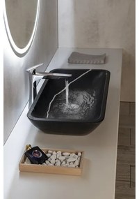 Sapho - Ráültethető mosdó BLOK 60x35 cm kő/matt fekete