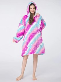 báránybunda hatású kapucnis, ujjas pléd AURORA színes