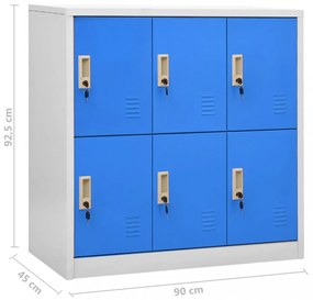5 db világosszürke-kék acél zárható szekrény 90 x 45 x 92,5 cm
