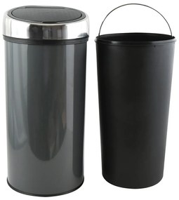 Sötétszürke acél érintésre nyíló szemetes 30 l – MSV