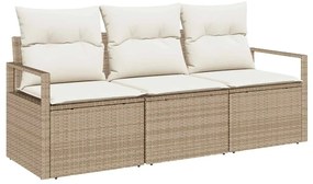 vidaXL Kanapé Szett 3 pcs Bézs polirattan