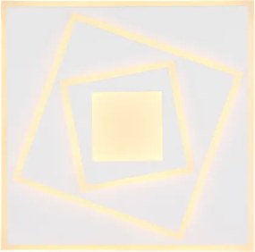 Globo 48539-24 Mennyezeti könnyűfém fehér, akril fehér, HxSzxM: 400x400x54mm, LED 24W 230V, 3000lm forrás, 2100lm kimenet, 3000K