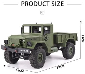 1:16 Rc Amerikai Katonai 4WD Teherautó M35-A2 Modell 2.4Ghz Jó kidolgozás RTR Azonnal használható