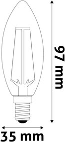 Avide LED Filament Candle 2.5W E14 WW 2700K