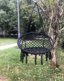 Függő szék, pamut+fém/fekete, AMADO 2 NEW