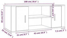 betonszürke szerelt fa TV-szekrény 100x35x40 cm