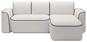 Kék-krémszínű buklé sarokkanapé (jobb oldali-heverő résszel) Ume – ELTAP