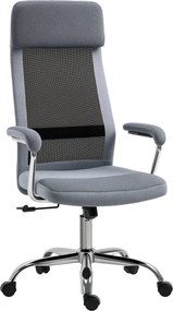 Vinsetto Ergonomikus Forgatható Irodai Szék, Magasságállító és Hintázó Funkció, Hálós Szövet Karosszék 65x67x119-129cm Szürke | Aosom
