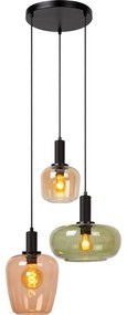 Lucide 45408/13/99 - Csillár zsinóron ILONA 3xE27/40W/230V fekete/bézs