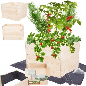 Zöldségtartó fa ágyás magasított láda virágtartó 45x90x90