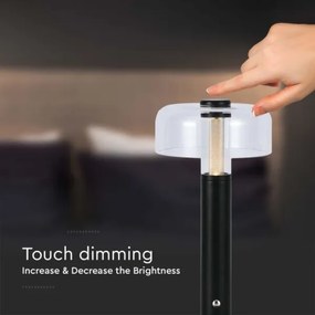 LED tölthető asztali lámpa, állítható fényerő, 1W, 3000K, 1800 mAh, fekete