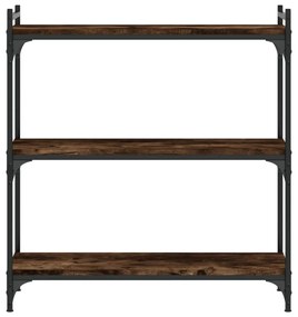 3 szintes füstös tölgy színű szerelt fa könyvespolc 80x30x86 cm