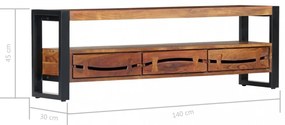 tömör akácfa TV-szekrény 140 x 30 x 45 cm