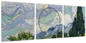 Kép - Vincent van Gogh, Wheat Field with Cypresses, reprodukciók (órával) (90x30 cm)