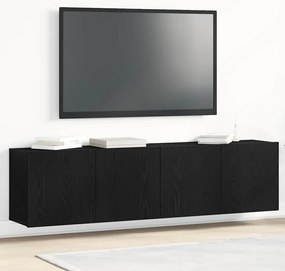 2 db fekete tölgyfa TV-szekrény 160 x 30 x 41 cm