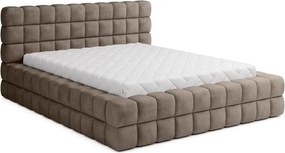 Világosbarna kárpitozott ágyneműtartós franciaágy ágyráccsal 180x200 cm Dizzle – ELTAP