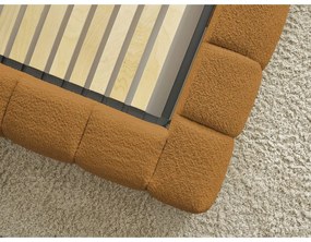 Mustársárga kárpitozott ágyneműtartós franciaágy ágyráccsal 180x200 cm Mont Blanc – Bobochic Paris