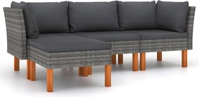 vidaXL 4 részes szürke polyrattan kerti ülőgarnitúra párnákkal